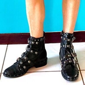 Women's Black Studded Ankle Boots